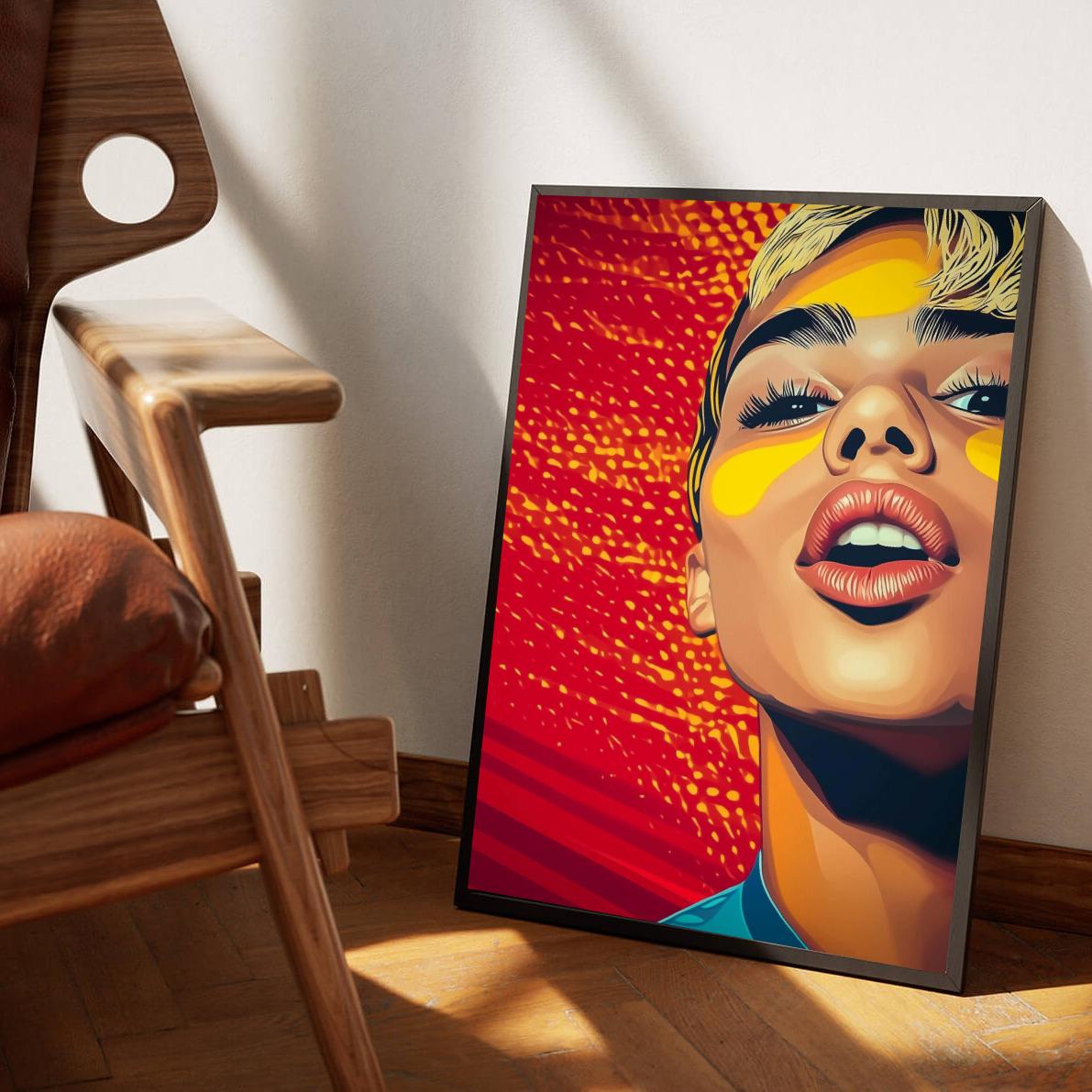 Portrait Pop Art dans un intérieur