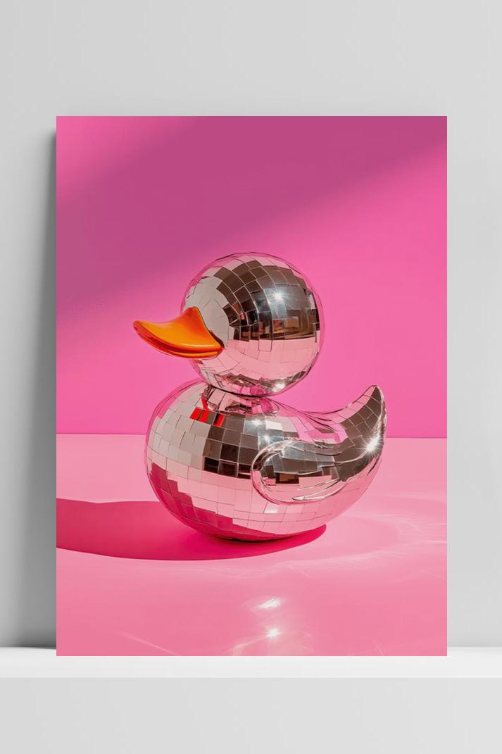 Duck Disco ball op 3mm aluminium dibond