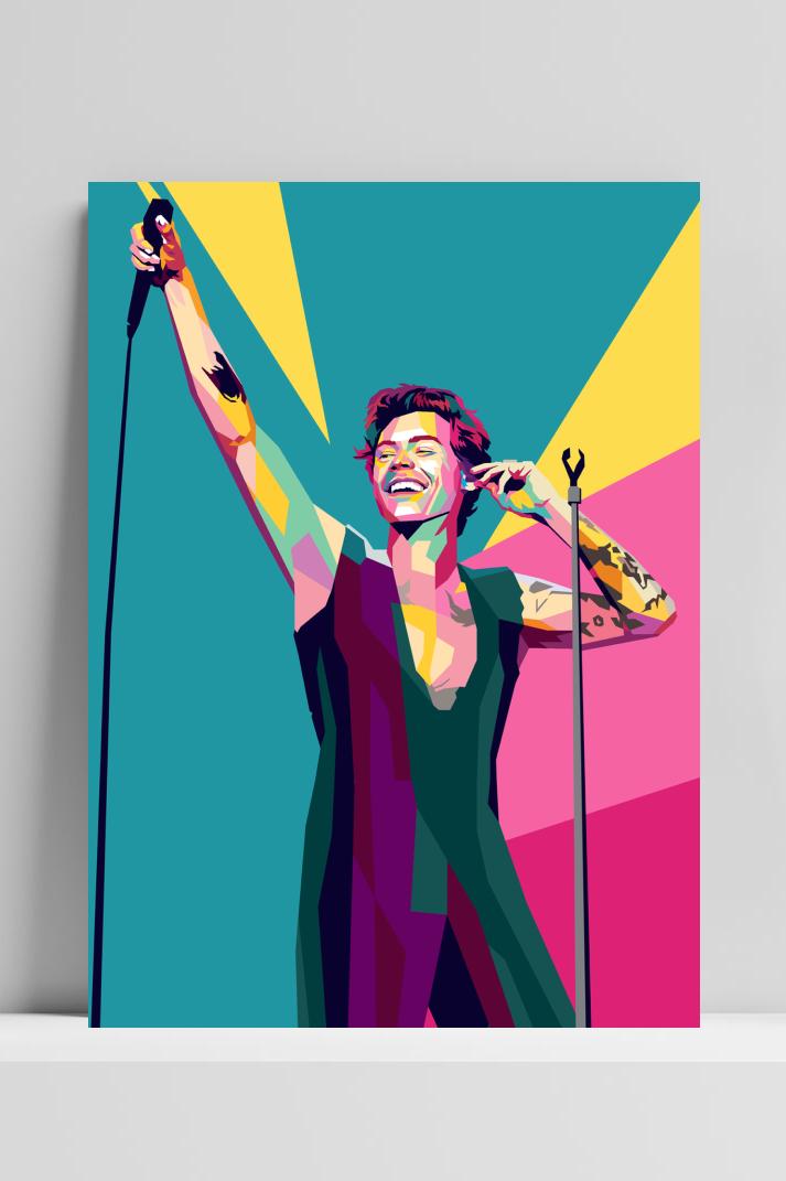 Harry Styles Pop Art op 3mm aluminium dibond
