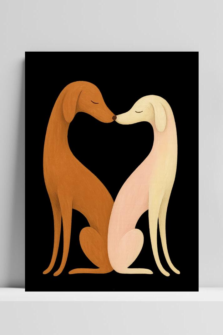 Dogs Couple Heart Love Minimalist Romantic im Interieur