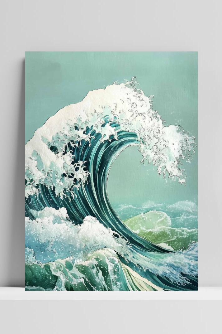 Golven Hokusai op 3mm aluminium dibond
