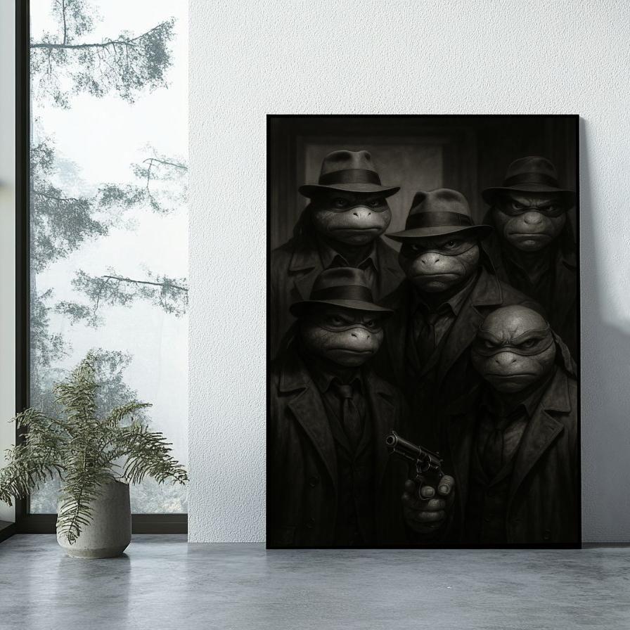 Ninja Turtles Gangster B&W poster sfeerbeeld 1