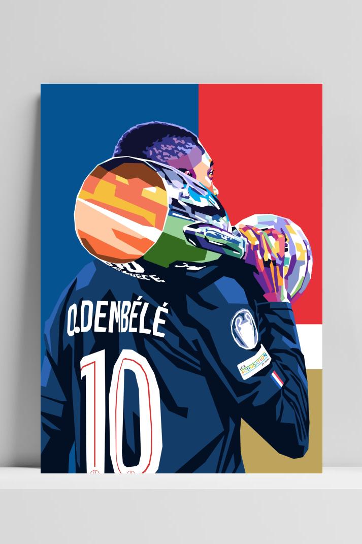 Ousmane Dembélé Trophy op 3mm aluminium dibond