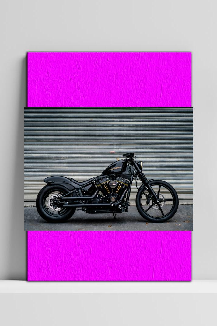 Harley Davidson Motor op 3mm aluminium dibond