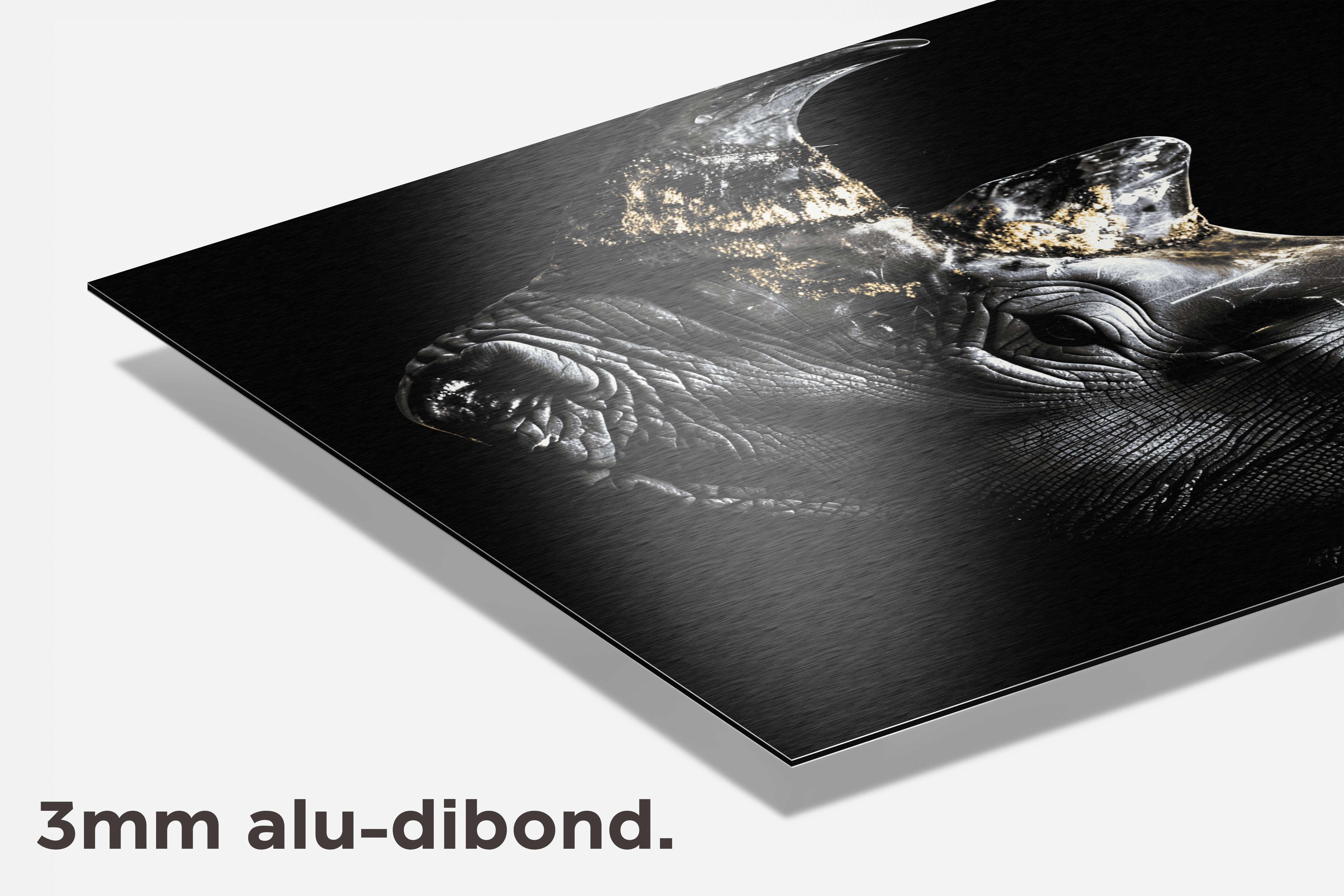 Neushoorn Goud dibond detail
