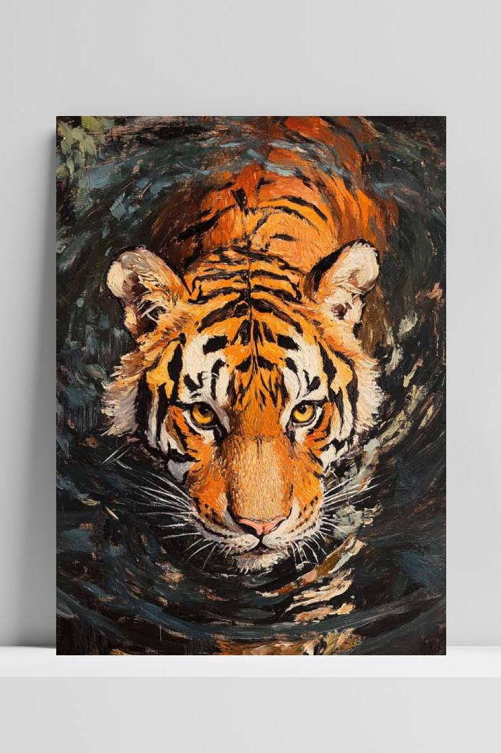 Tijger Aquarel op 3mm aluminium dibond