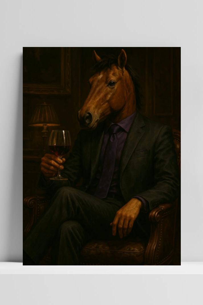 Horse Suit Wine op 3mm aluminium dibond