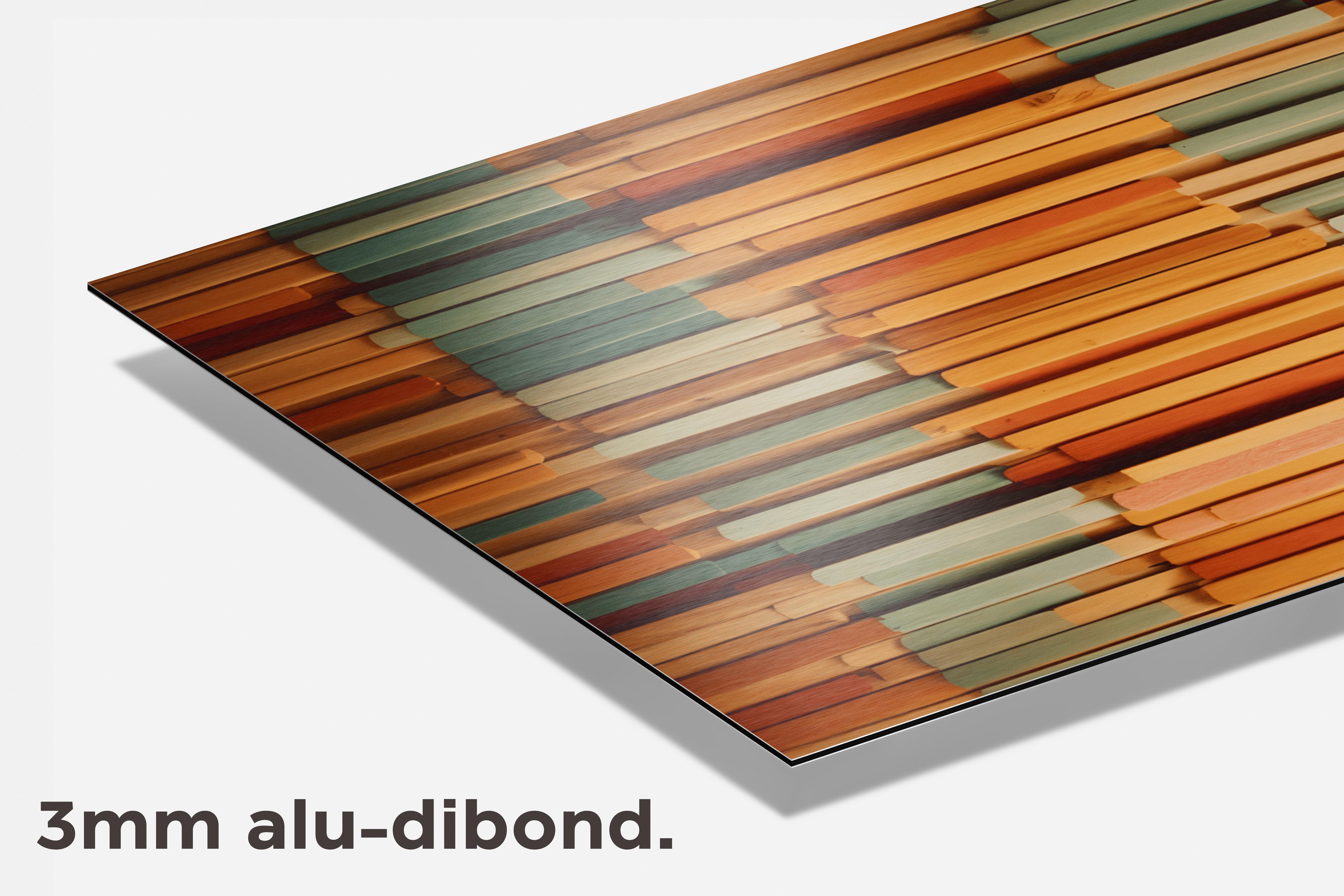 Houtstokjes Kunst Blauw dibond detail