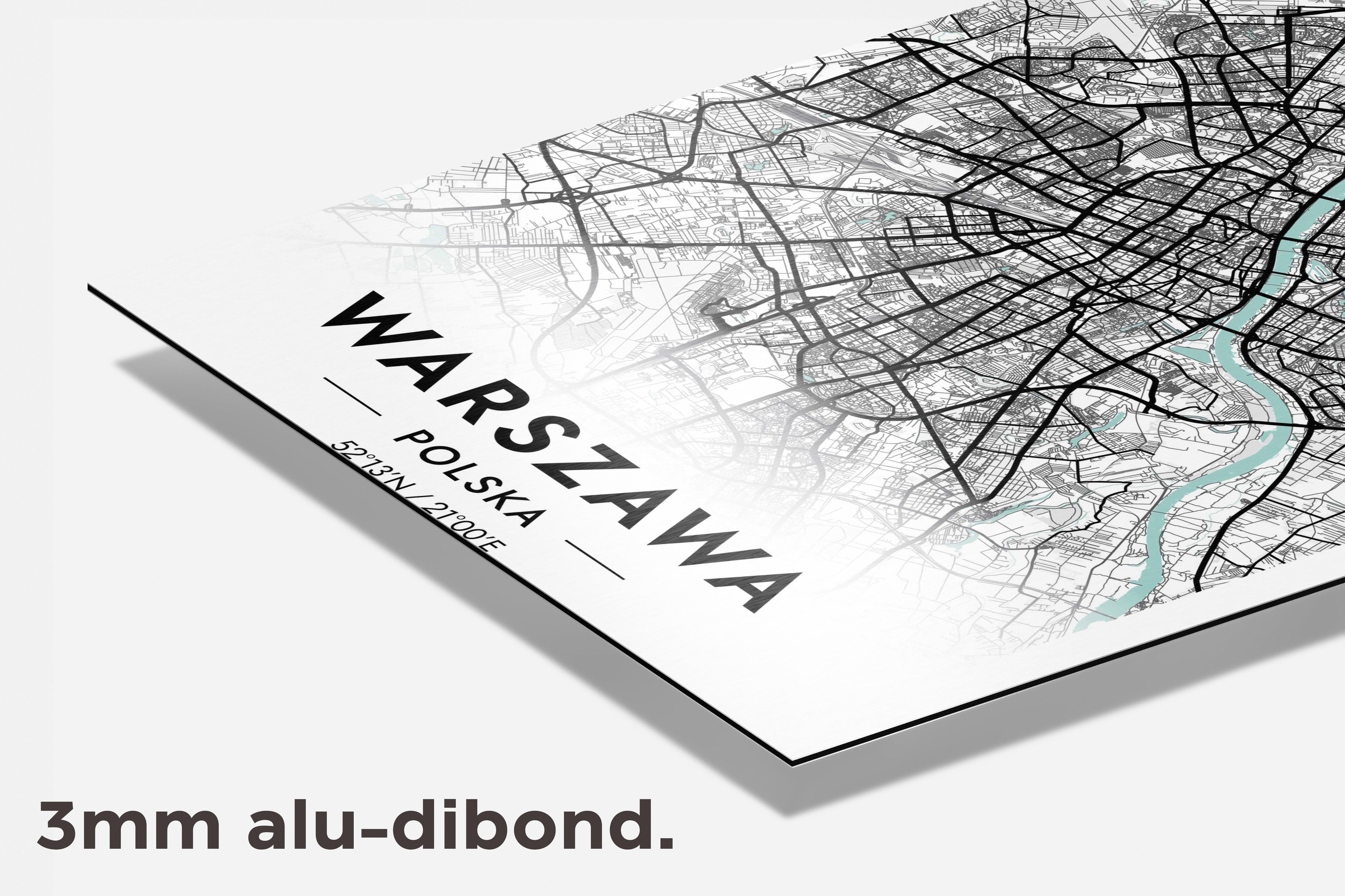 Warschau Kaart Polen dibond detail