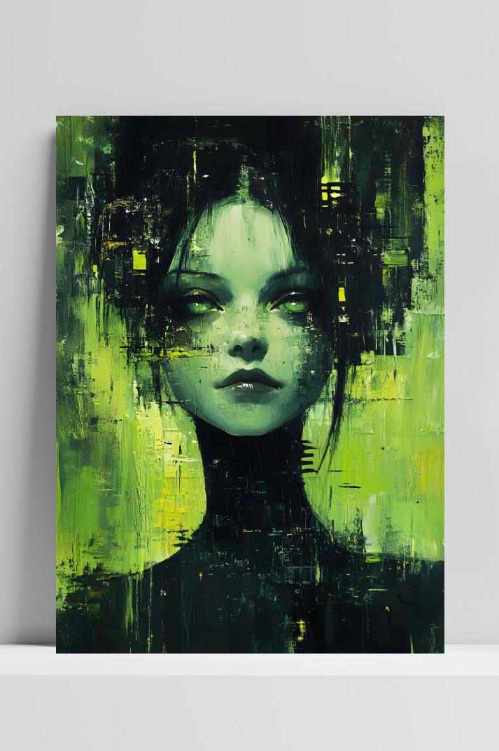 Groen Vrouw op 3mm aluminium dibond