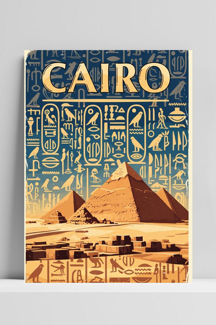 Cairo Text Symbols Egypt Pyramid op 3mm aluminium dibond