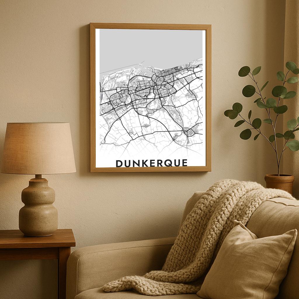 Dunkerque Map France White poster sfeerbeeld 2