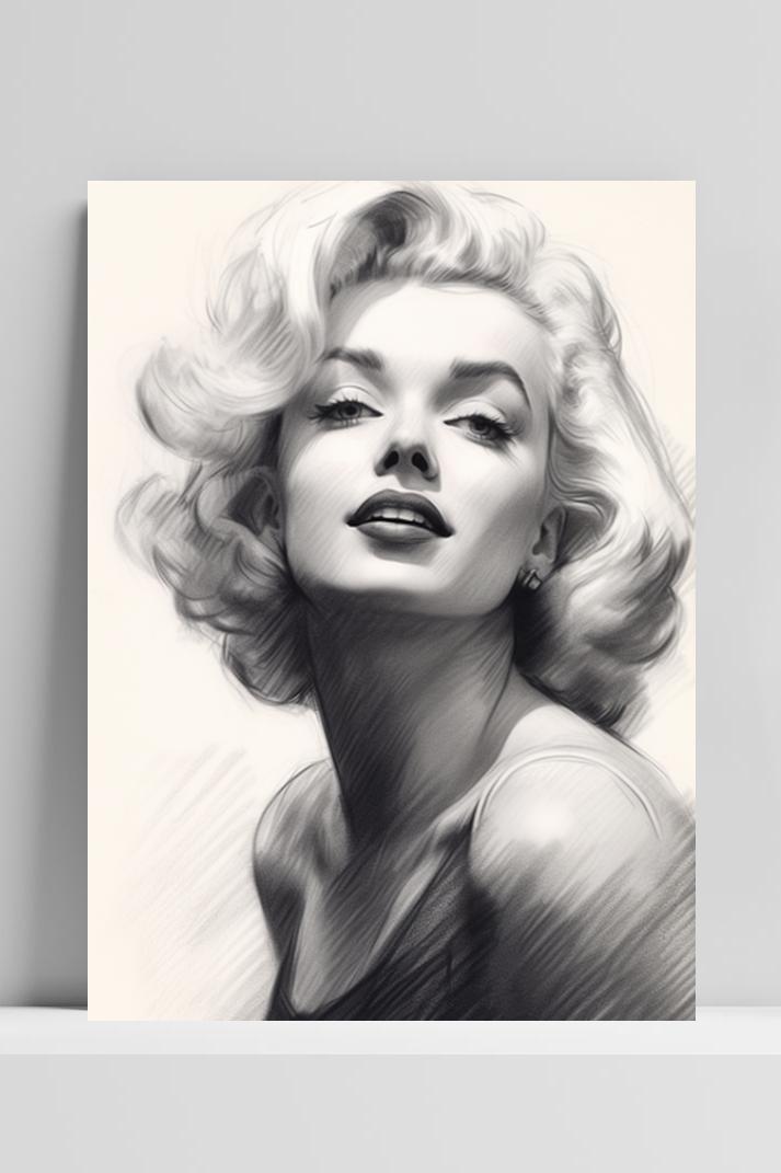 Marilyn Monroe Sketch op 3mm aluminium dibond