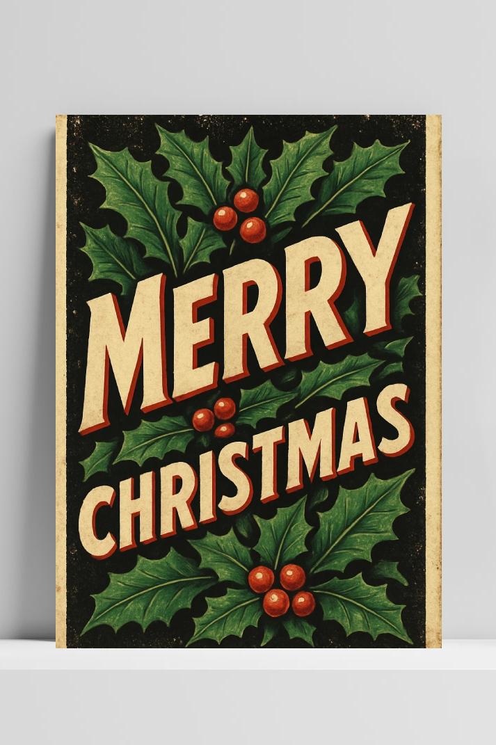 Merry Christmas Text Mistletoe poster van 25 Artstreet