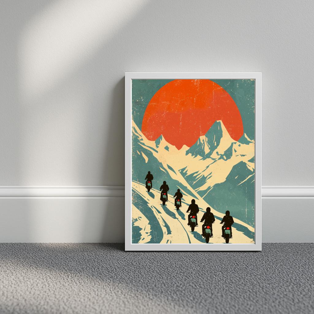 Mountain Motorcycle Retro poster sfeerbeeld 3