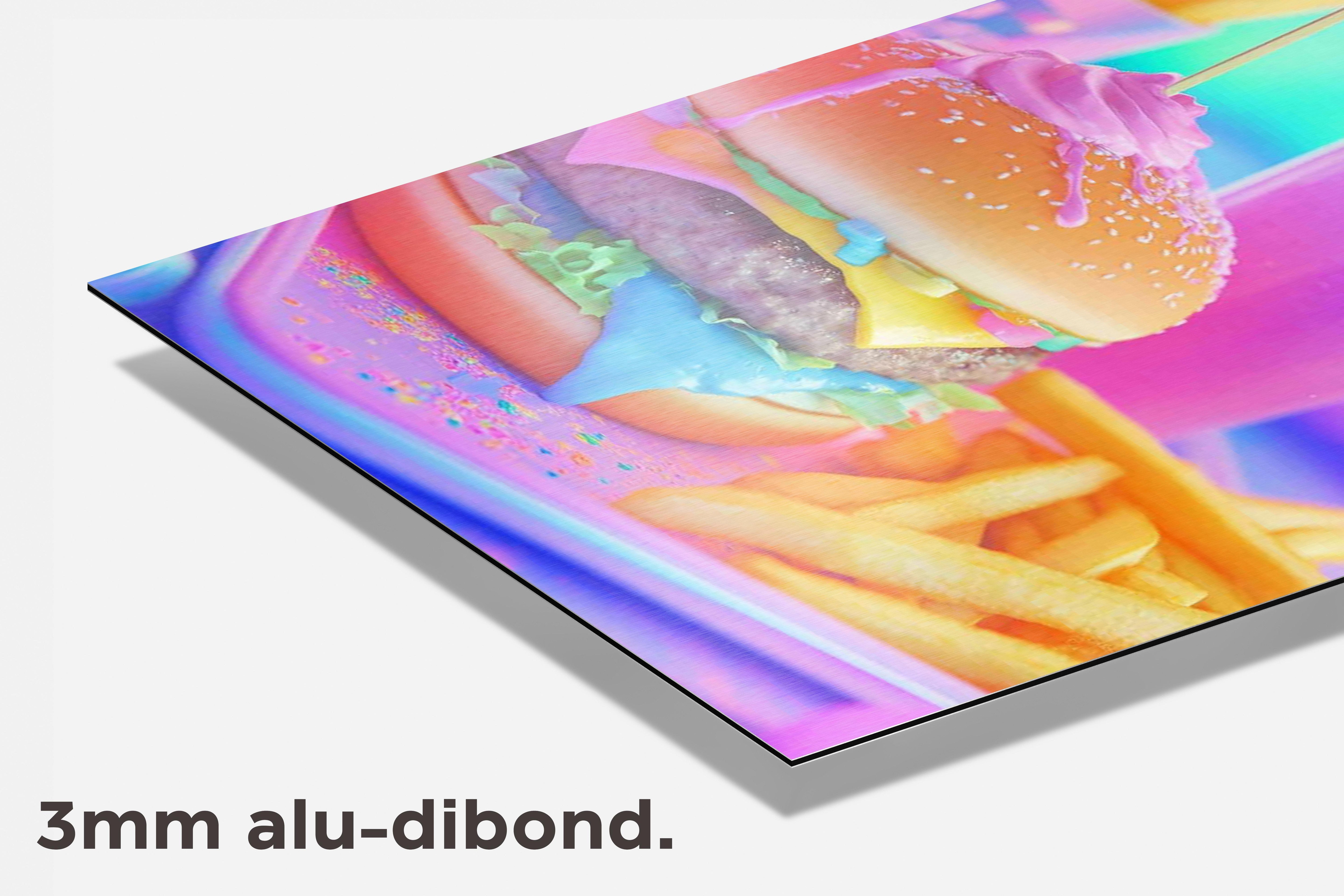 Pastel Burger Frietjes dibond detail