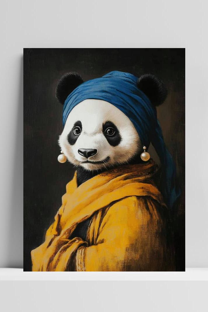 Panda Meisje met de Parel op 3mm aluminium dibond