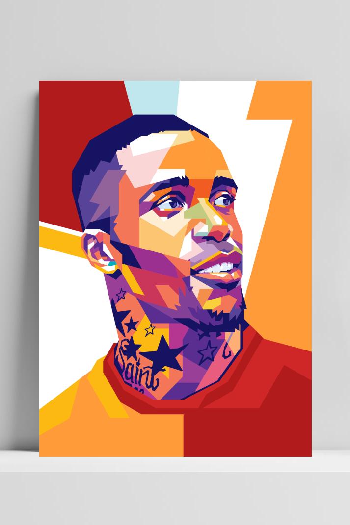 Wilfried Zaha Pop Art op 3mm aluminium dibond