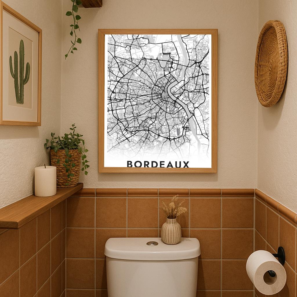 Bordeaux Map France White poster sfeerbeeld 3