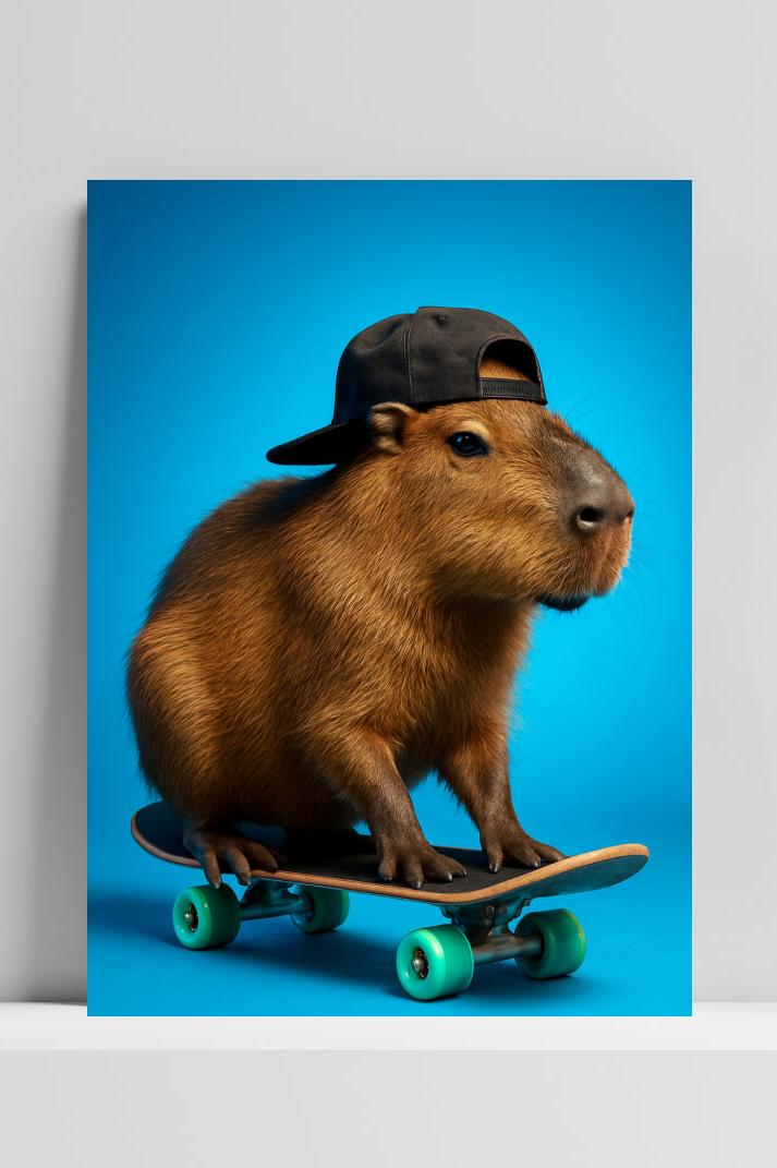 Capibara Skateboard op 3mm aluminium dibond