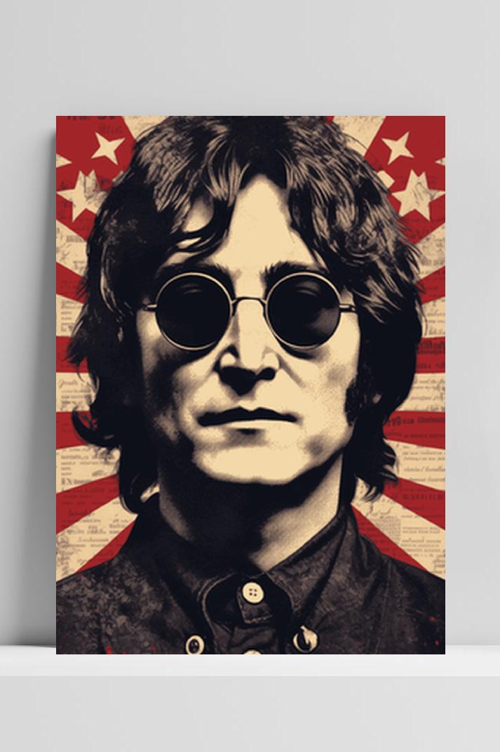 John Lennon Vintage op 3mm aluminium dibond
