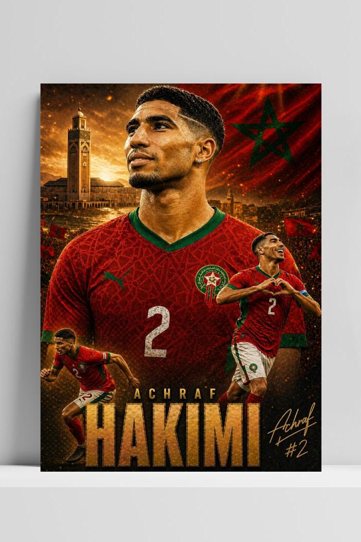 Achraf Hakimi op 3mm aluminium dibond