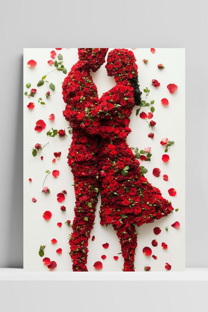 Couple Roses op 3mm aluminium dibond
