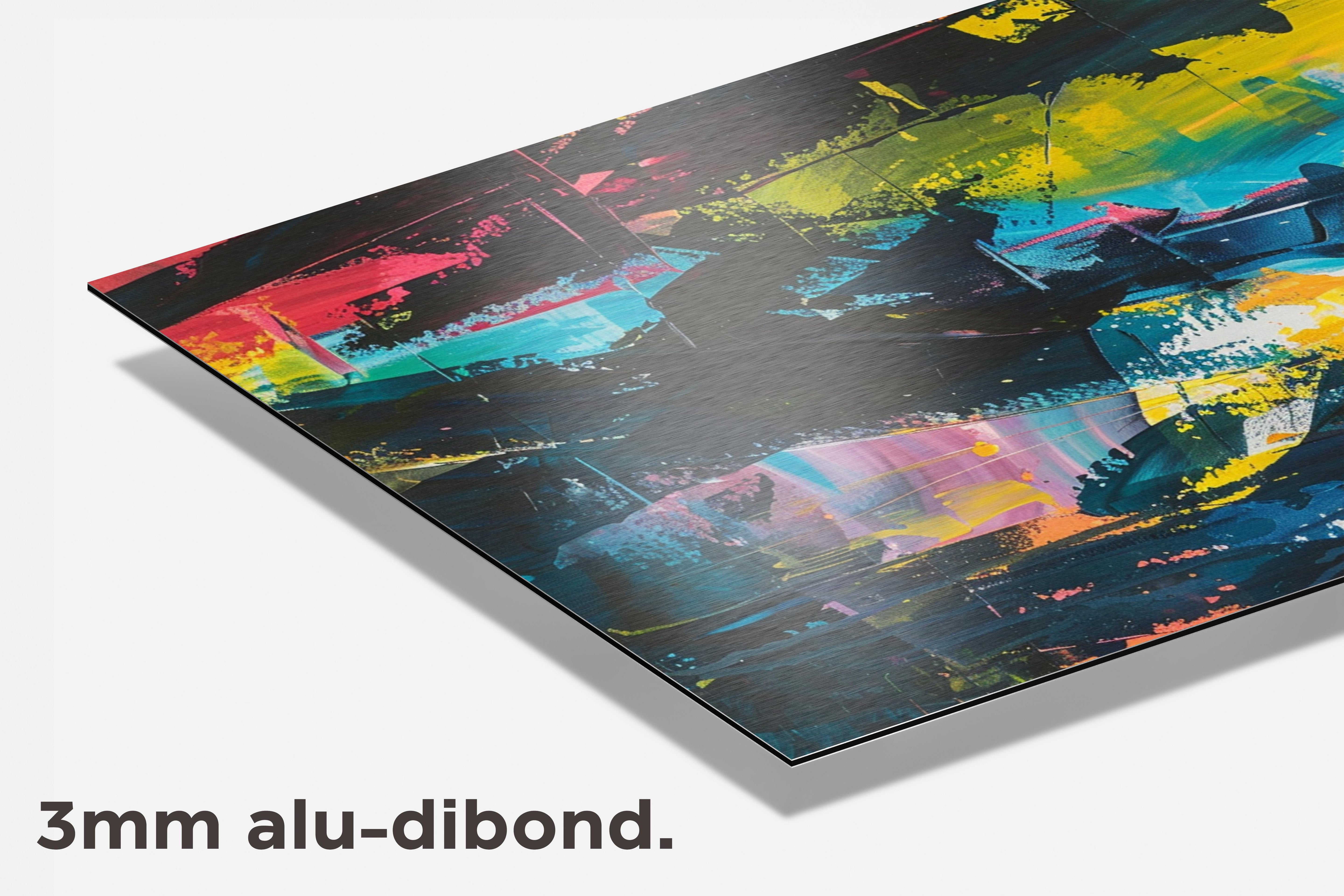Kleurrijke Silhouet dibond detail