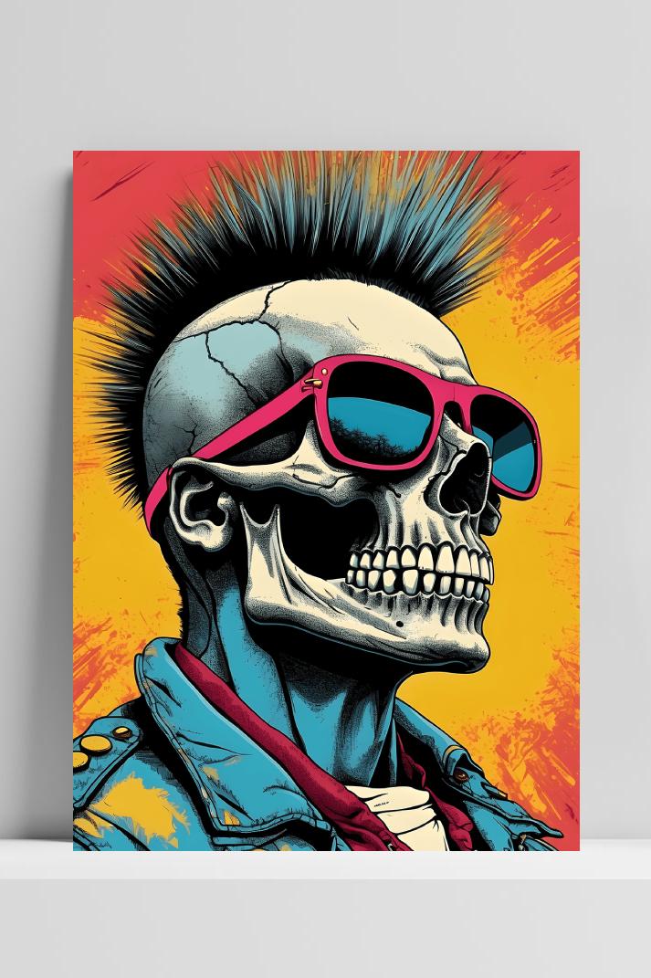 Skelet Punk Rood op 3mm aluminium dibond