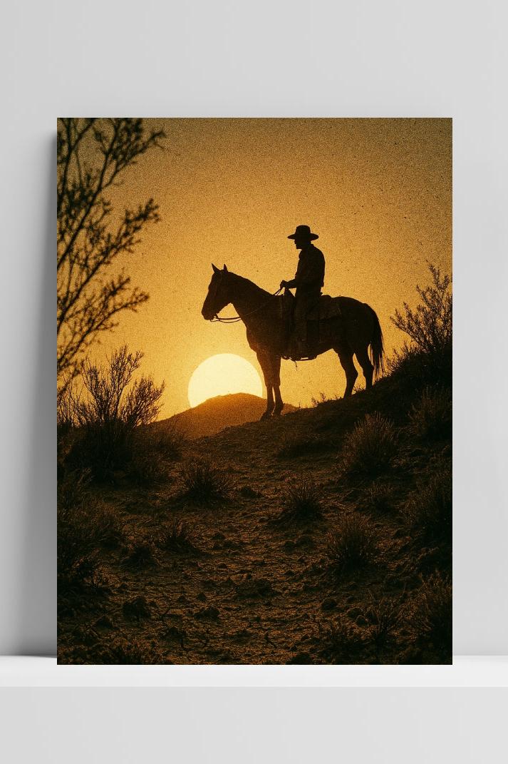 Cowboy Sunset Landscape en un interior