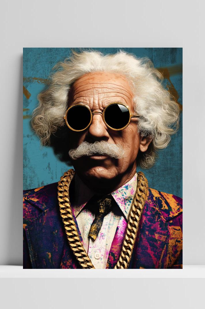 Einstein Gangster op 3mm aluminium dibond