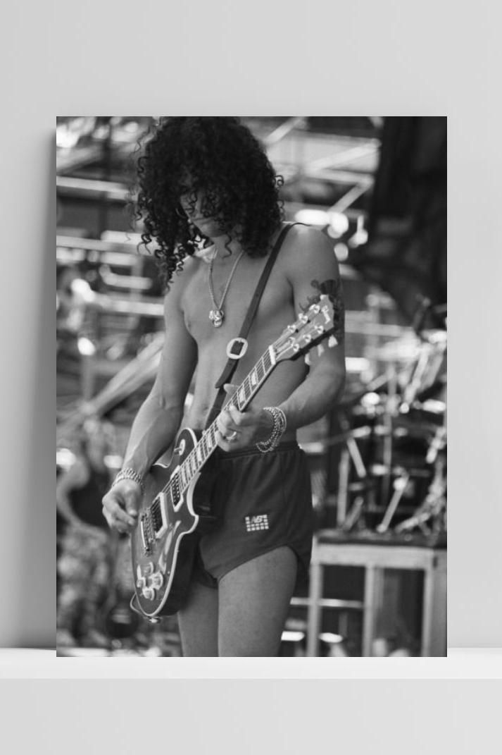 Slash Guns N' Roses op 3mm aluminium dibond