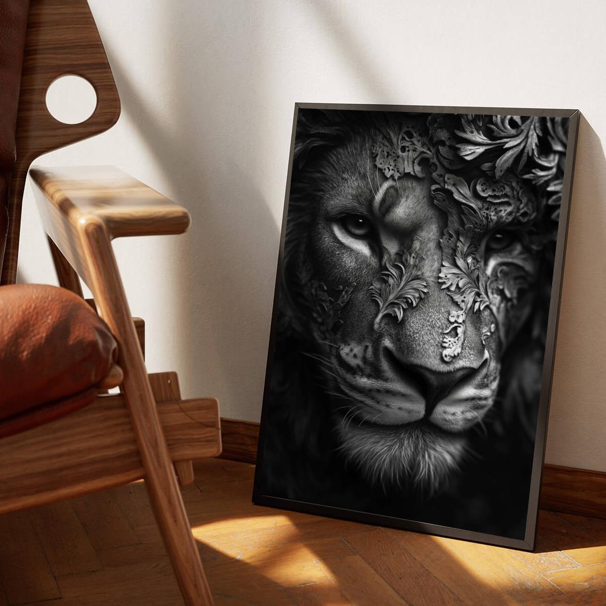 B&W Lion poster van 25 Artstreet