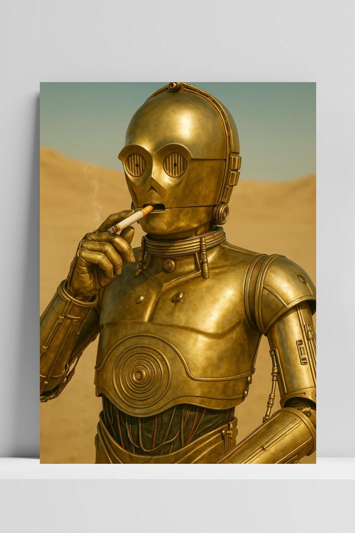 C-3PO Cigarette Star Wars op 3mm aluminium dibond