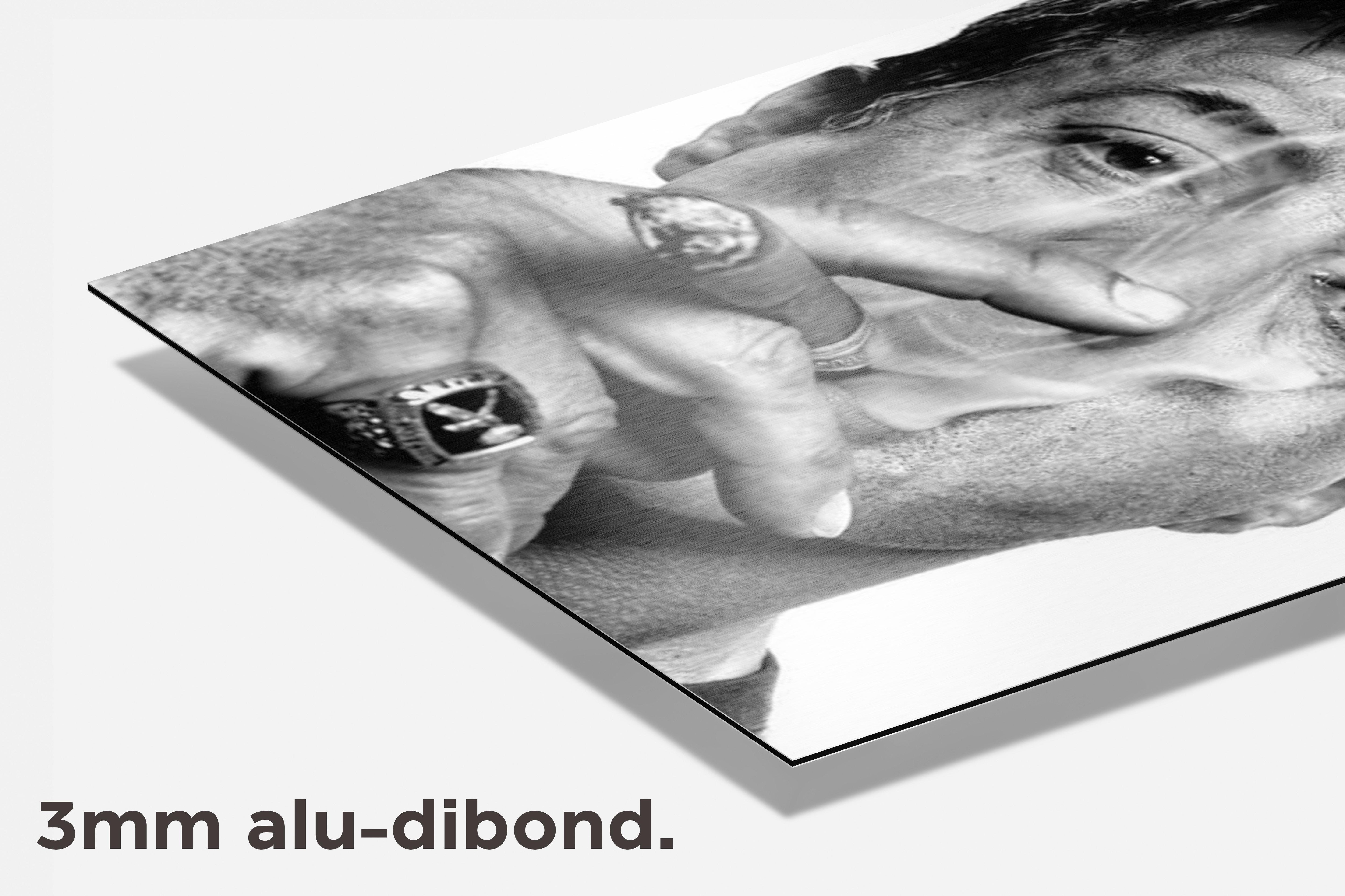 Sylvester Stallone Zwart Wit dibond detail