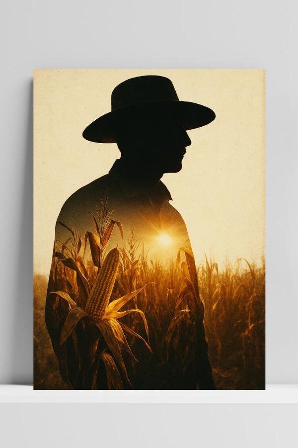 Cowboy Corn field Poster
