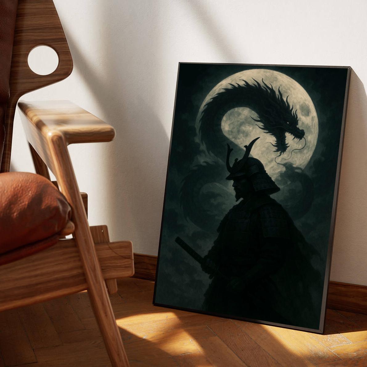 Samurai Dragon B&W poster sfeerbeeld 1