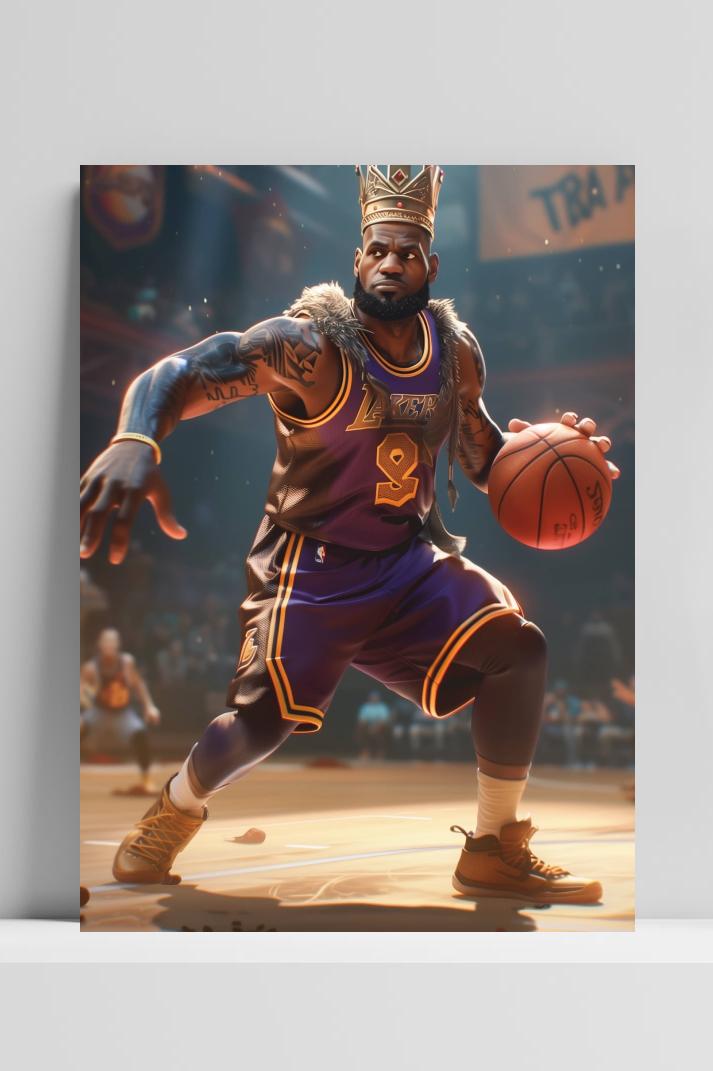 Koning LeBron James op 3mm aluminium dibond
