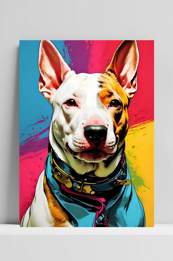 Pop Bull Terrier op 3mm aluminium dibond