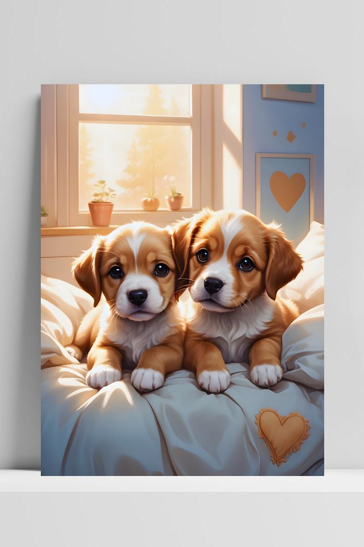 Puppy Hart op 3mm aluminium dibond
