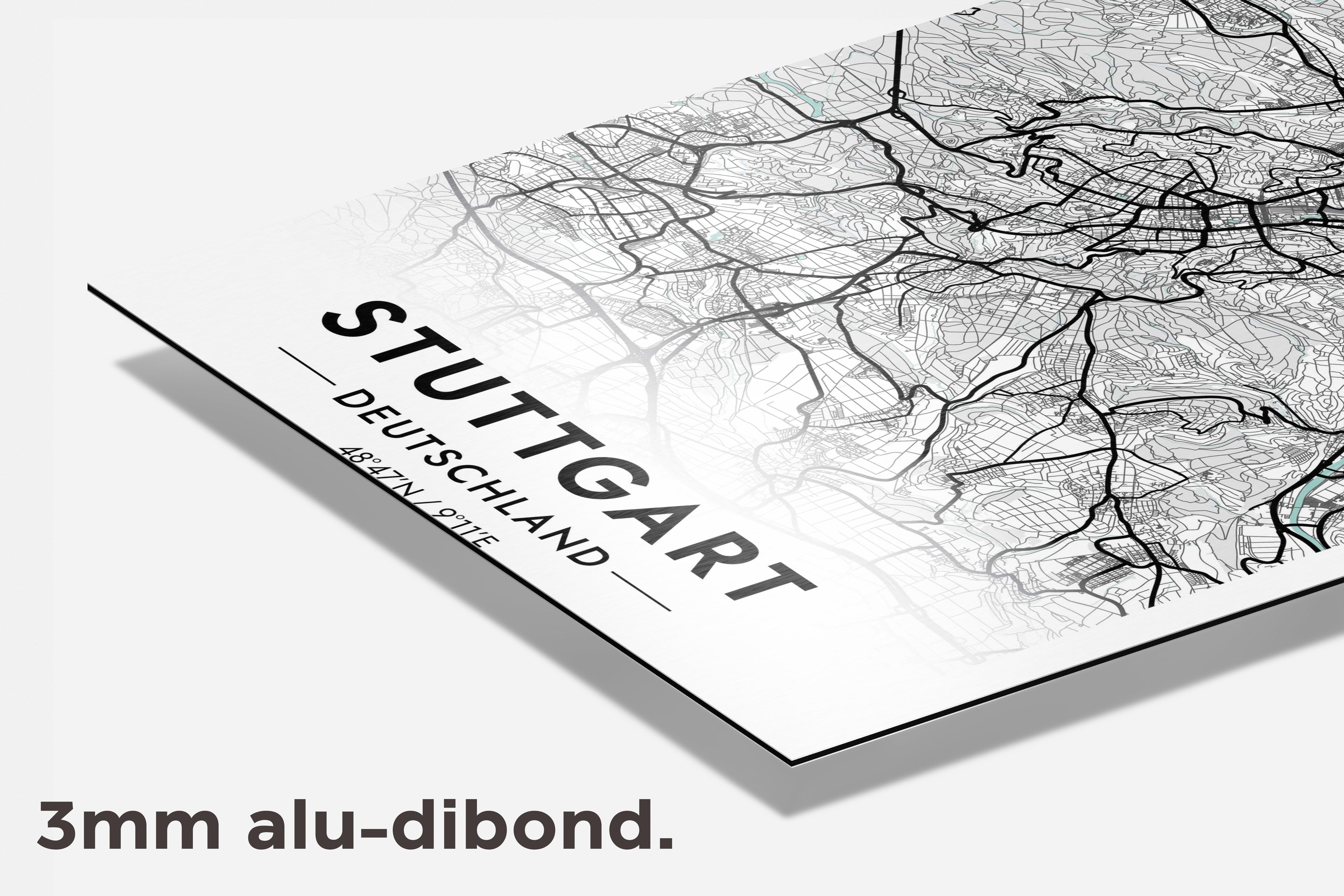 Stuttgart Kaart Duitsland dibond detail
