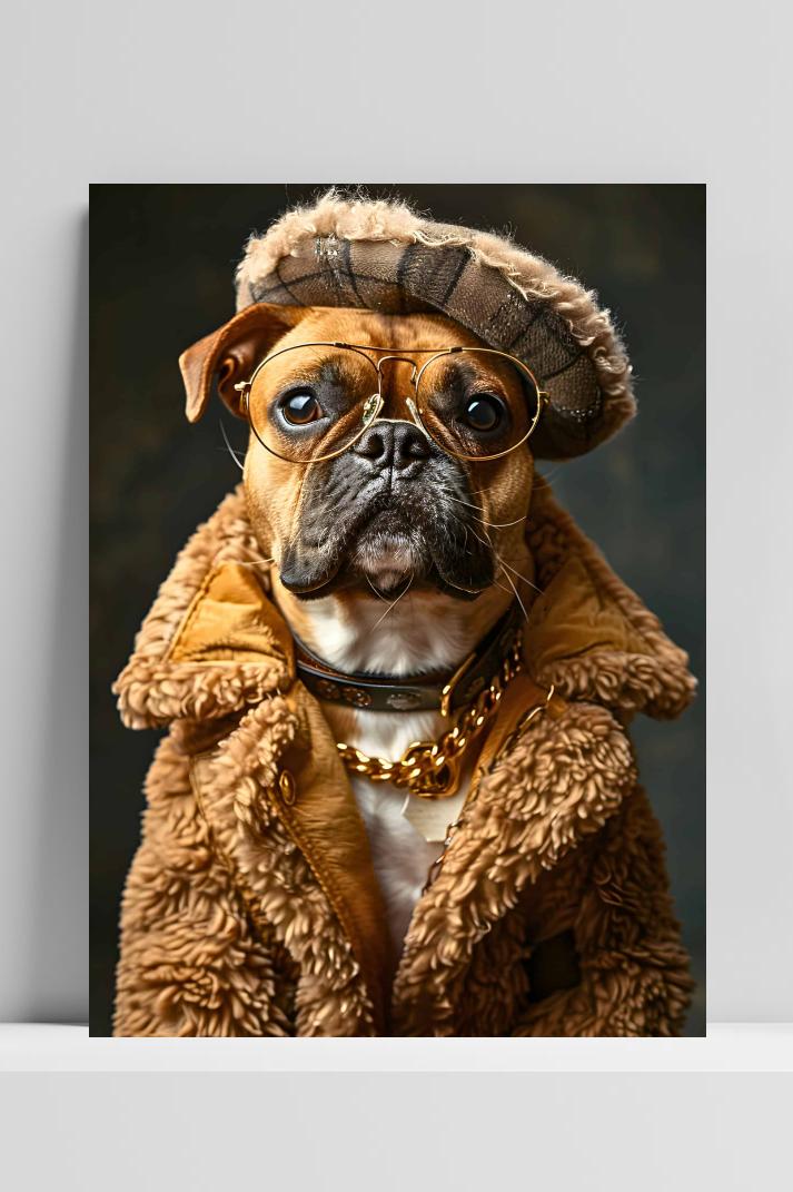 Hond Chic op 3mm aluminium dibond