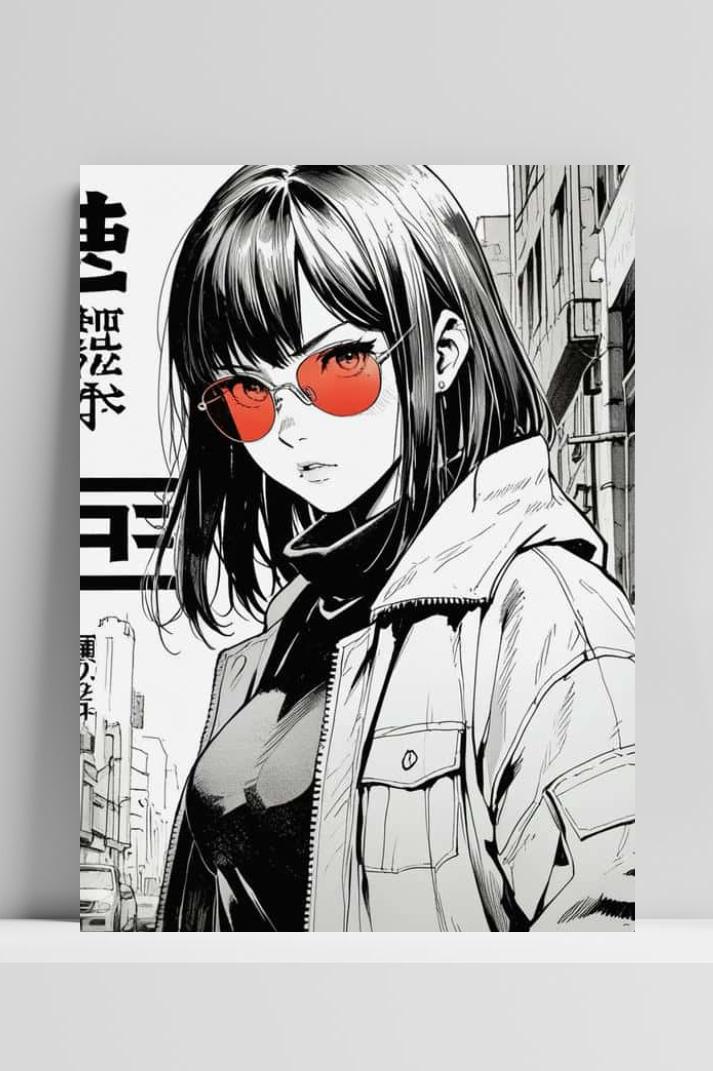 Manga Girl Text op 3mm aluminium dibond
