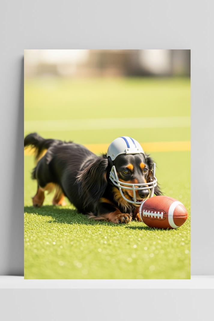 Dachshund American Football im Interieur