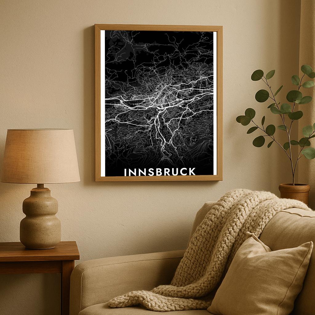 Innsbruck Map Österreich Black poster sfeerbeeld 2