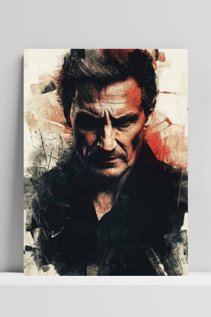Liam Neeson op 3mm aluminium dibond