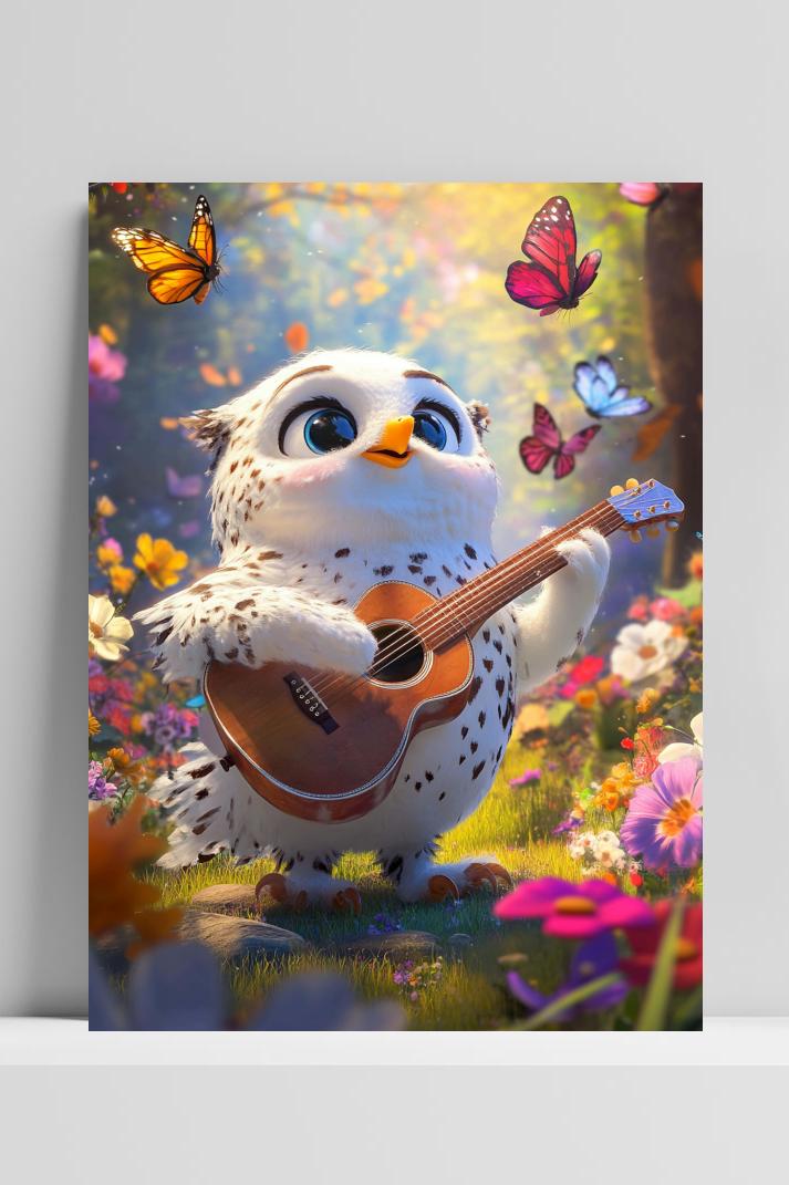 Bird Guitar op 3mm aluminium dibond