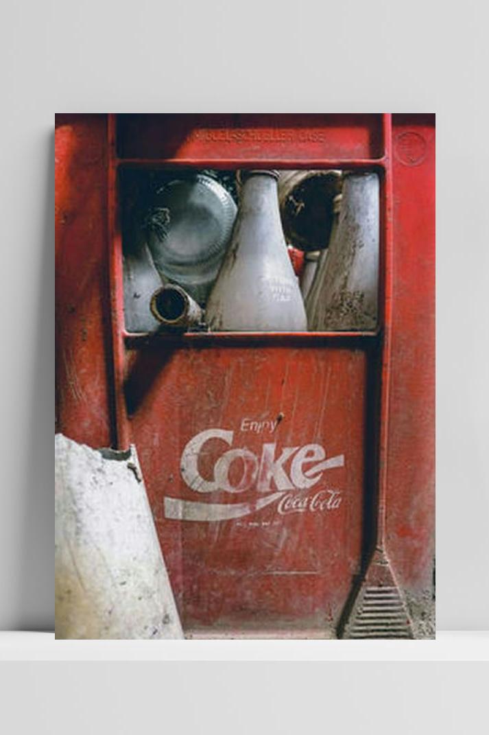 Coca Cola Fles Vintage op 3mm aluminium dibond