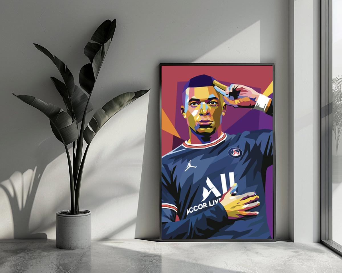 Mbappe pop art red poster van 25 Artstreet