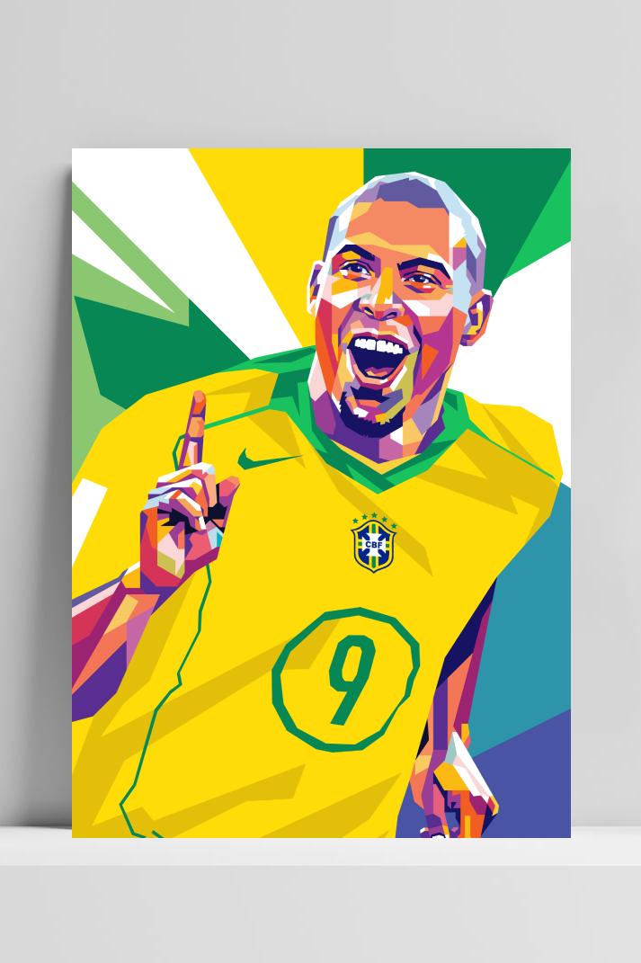 Ronaldo Nazario R9 op 3mm aluminium dibond